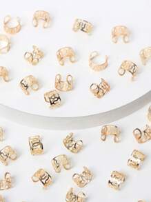 40 piezas de anillos para el cabello en tono dorado para mujeres y niñas, accesorios para el cabello de trenzas, tocados, estilo urbano, hip-hop, punk y Y2K - Dorado - Ver 4