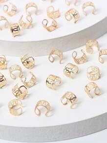 40 piezas de anillos para el cabello en tono dorado para mujeres y niñas, accesorios para el cabello de trenzas, tocados, estilo urbano, hip-hop, punk y Y2K - Dorado - Ver 5
