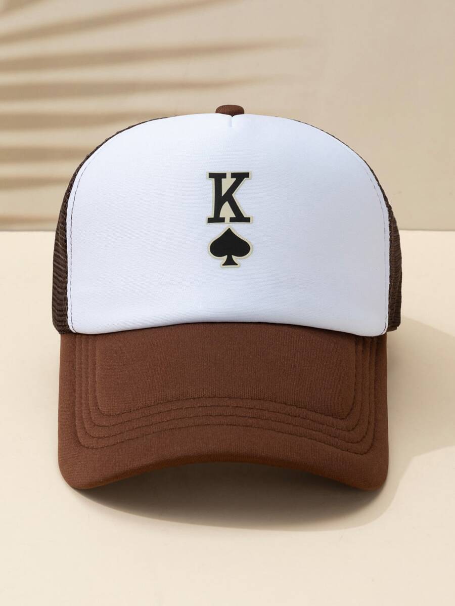 男士撲克牌圖案網眼棒球帽