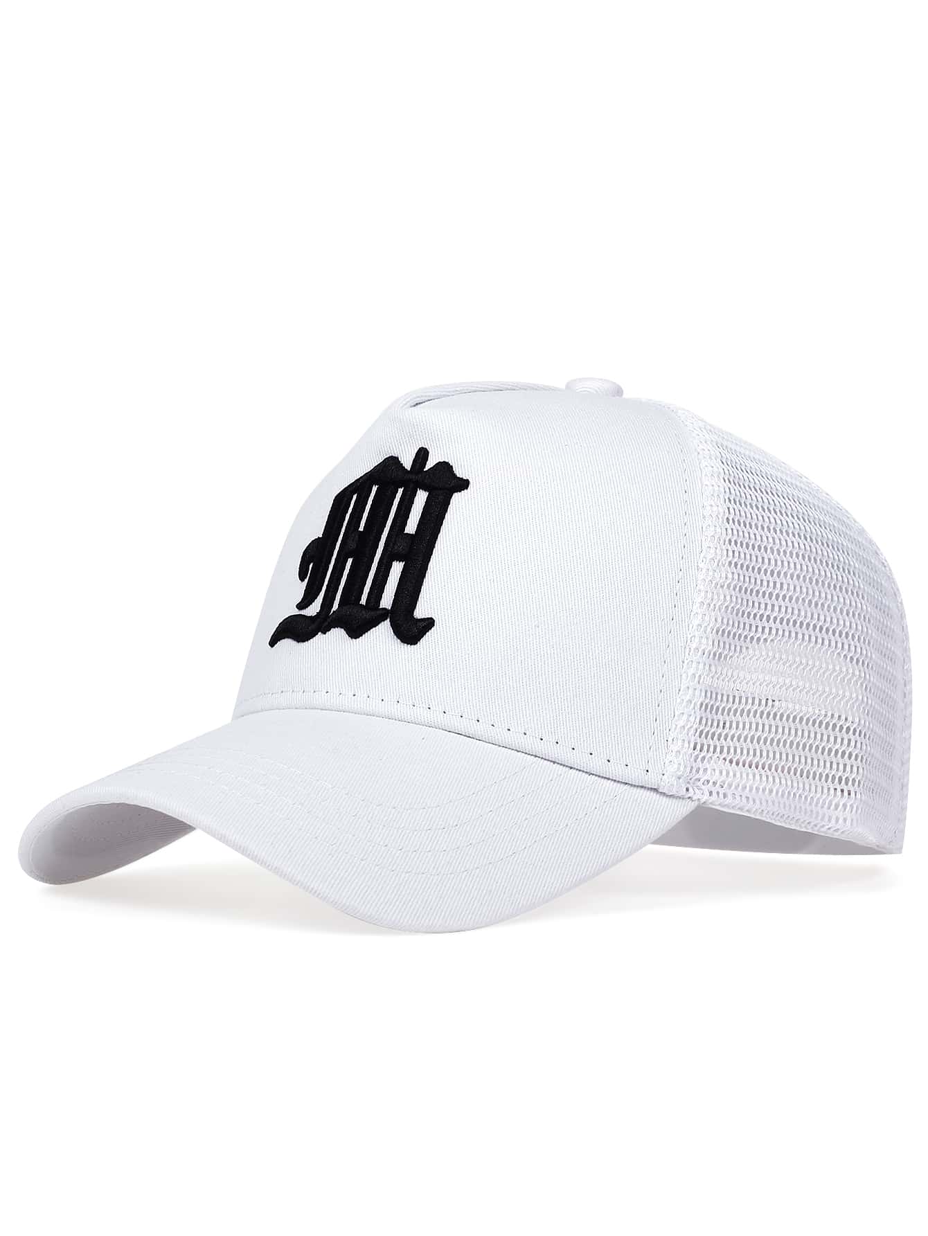 Men Letter Embroidery Trucker Hat Casual - White - View 1