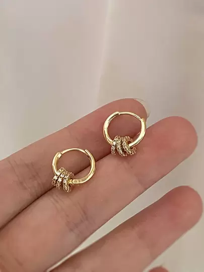 Andkiss 水鑽裝飾圓設計耳釘