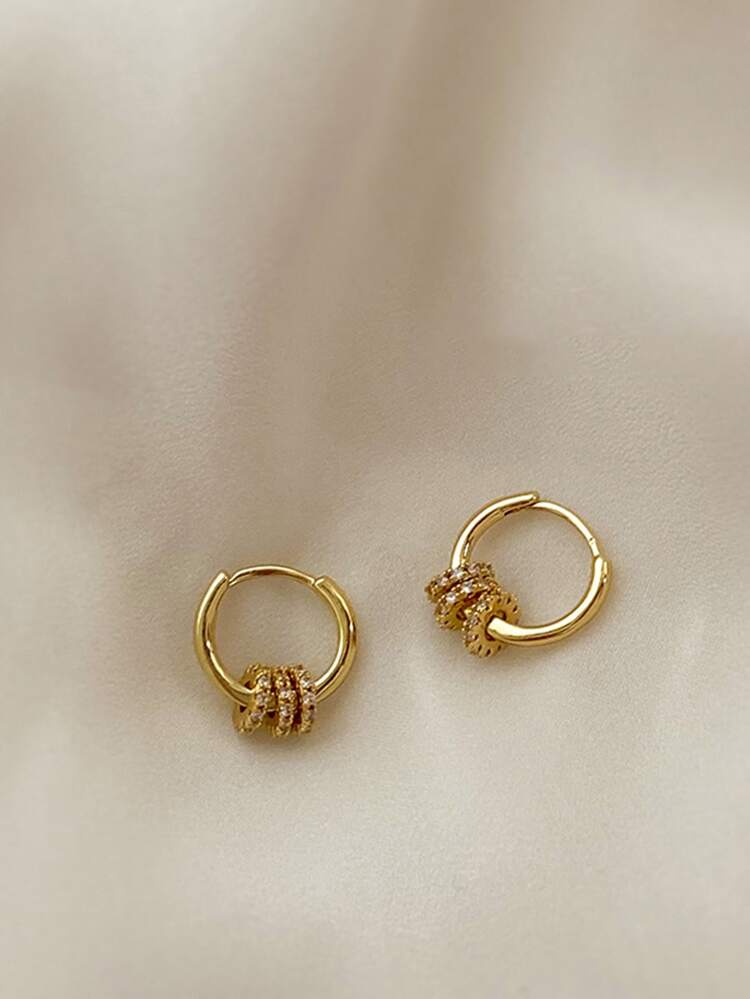 Rhinestone Decor Round Design Stud Earrings