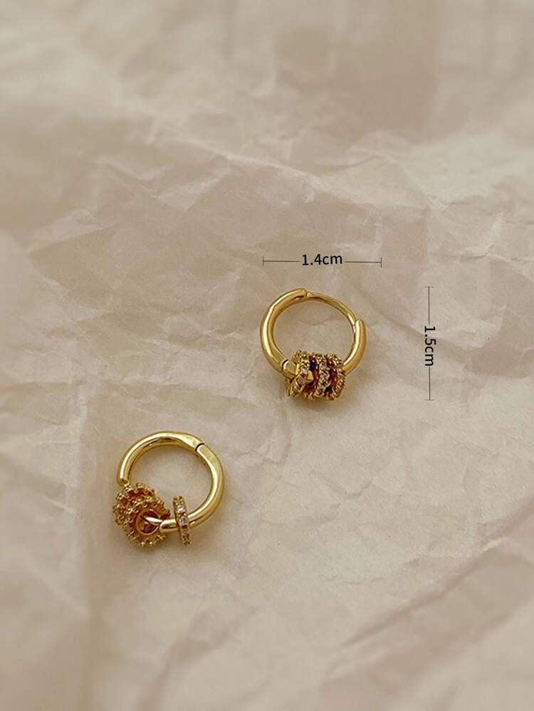 Rhinestone Decor Round Design Stud Earrings