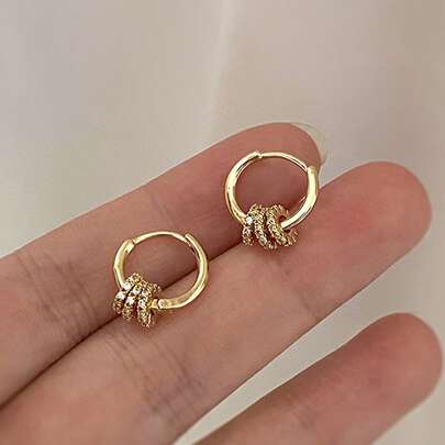 Andkiss Hoa tai đinh tán thiết kế tròn trang trí rhinestone