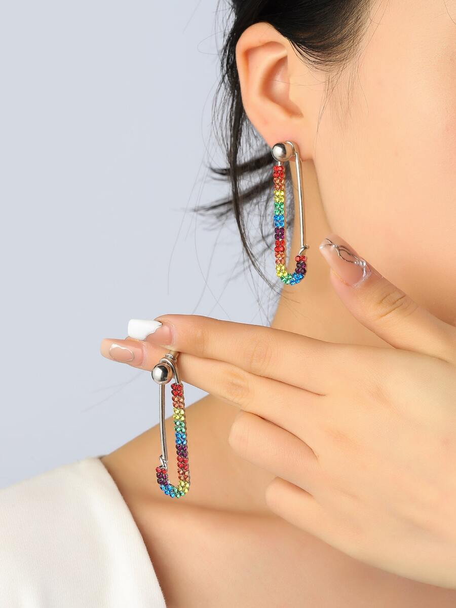 Chaquetas de pendientes con decoración de rhinestones LGBT - Multicolor - Ver 1