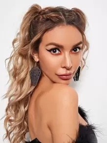 Halloween Spider Web Detail Drop Earrings - Black - View 1