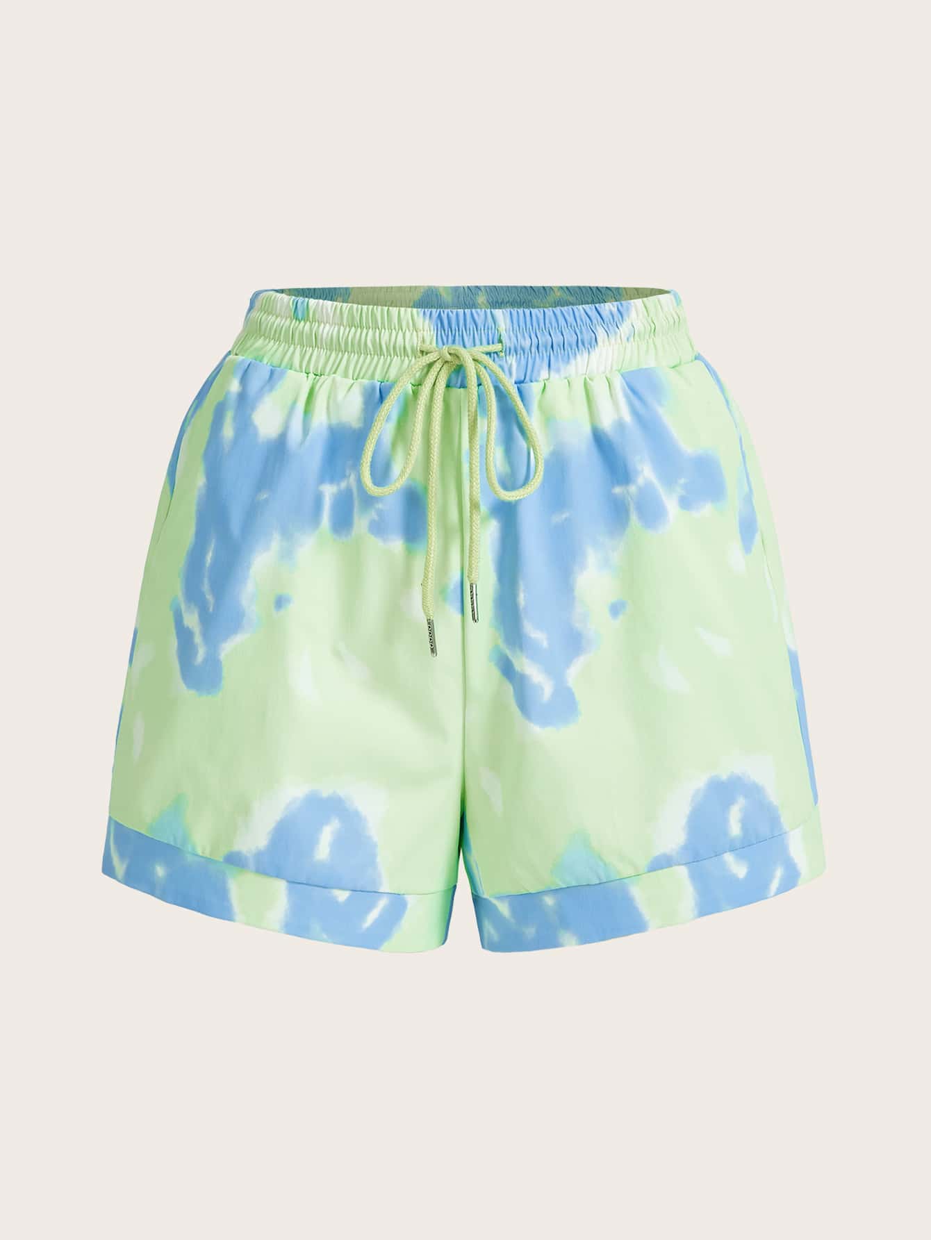 Dopamine Dressing Tie Dye Drawstring Waist Shorts - Multicolor - View 1