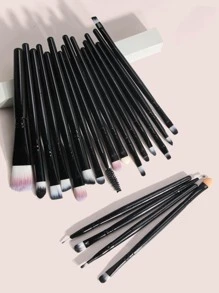 20 piezas Juego de brochas de maquillaje de pelo sintético premium, Juego de brochas para difuminar sombras de ojos, Herramientas cosméticas, Juego de brochas, Juego de brochas de maquillaje, Juego de maquillaje completo, Juego de brochas de maquillaje, Kit de maquillaje completo, Juego de brochas, Juego de brochas de maquillaje, Juego de regalo de maquillaje, Juego - Negro - Ver 1