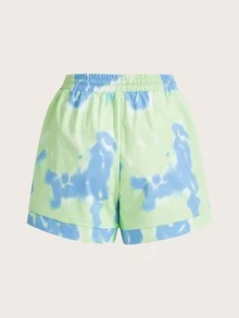 Dopamine Dressing Tie Dye Drawstring Waist Shorts - Multicolor - View 2