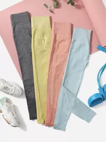 4pcs Running Tights Scrunch Butt High Stretch Wide Band Waist Work Out Leggings