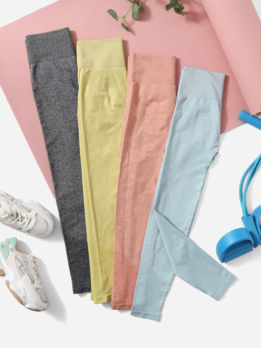 4pcs Running Tights Scrunch Butt High Stretch Wide Band Waist Work Out Leggings