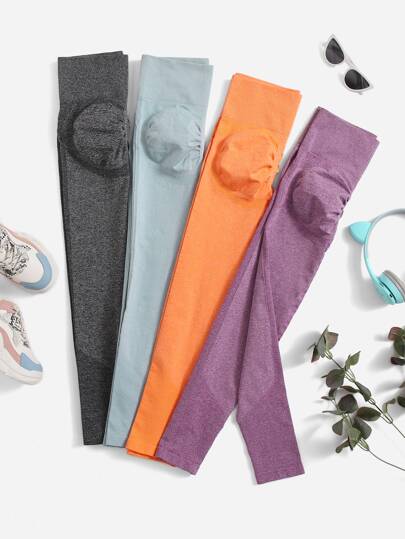 4pcs Scrunch Butt High Stretch Wide Band Waist Sports Leggings