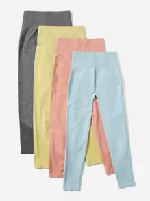 4pcs Running Tights Scrunch Butt High Stretch Wide Band Waist Work Out Leggings