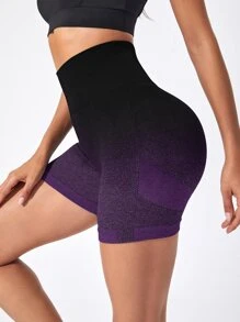 Yoga Trendy Quần Shorts Thể thao Nữ Xù Ombre - Màu tím - Xem 2