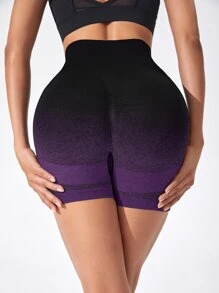Yoga Trendy Quần Shorts Thể thao Nữ Xù Ombre - Màu tím - Xem 6