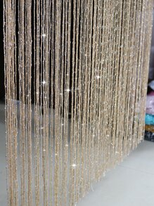 1pc High Density Silver Wire Tassel String Curtain For Window Or Room Divider - Champagne - View 1