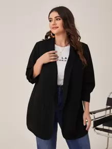 SHEIN LUNE Blazer à col châle à manches froncées