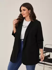 SHEIN LUNE Blazer à col châle à manches froncées