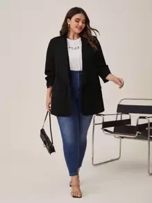 SHEIN LUNE Blazer à col châle à manches froncées