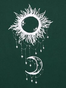 SHEIN Unity Áo hai dây Xù nhỏ Đồ họa Giải trí - Màu xanh lá cây đậm - Xem 4