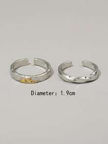 Hombres 2 piezas Anillo abierto con diseño girante - Multicolor - Ver 3