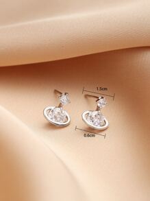 1 Cặp Bông tai đính đá Cubic Zirconia màu bạc, Bông tai tối giản, sang trọng, thanh lịch, đính đá Zirconia nguyên khối - Bạc - Xem 4