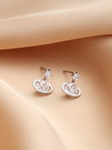 1 Cặp Bông tai đính đá Cubic Zirconia màu bạc, Bông tai tối giản, sang trọng, thanh lịch, đính đá Zirconia nguyên khối - Bạc - Xem 5