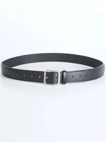 1 chiếc thắt lưng da PU khóa vuông cho nam, thắt lưng thời trang cho học sinh - màu đen - Xem 5