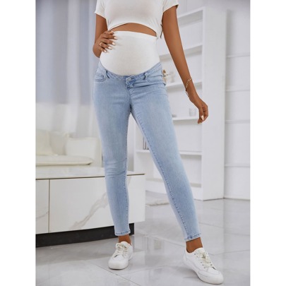 premaman Jeans skinny vita alta color block