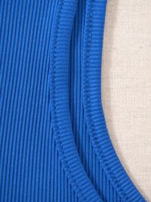 SHEIN Unity 拼色罗纹针织背心 图案 T 恤 女式上衣 - 彩色 - 查看 6