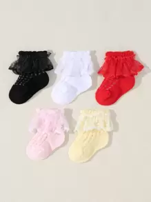 5 perechi de șosete solide pentru bebeluși - Multicolor - Vizualizare 1