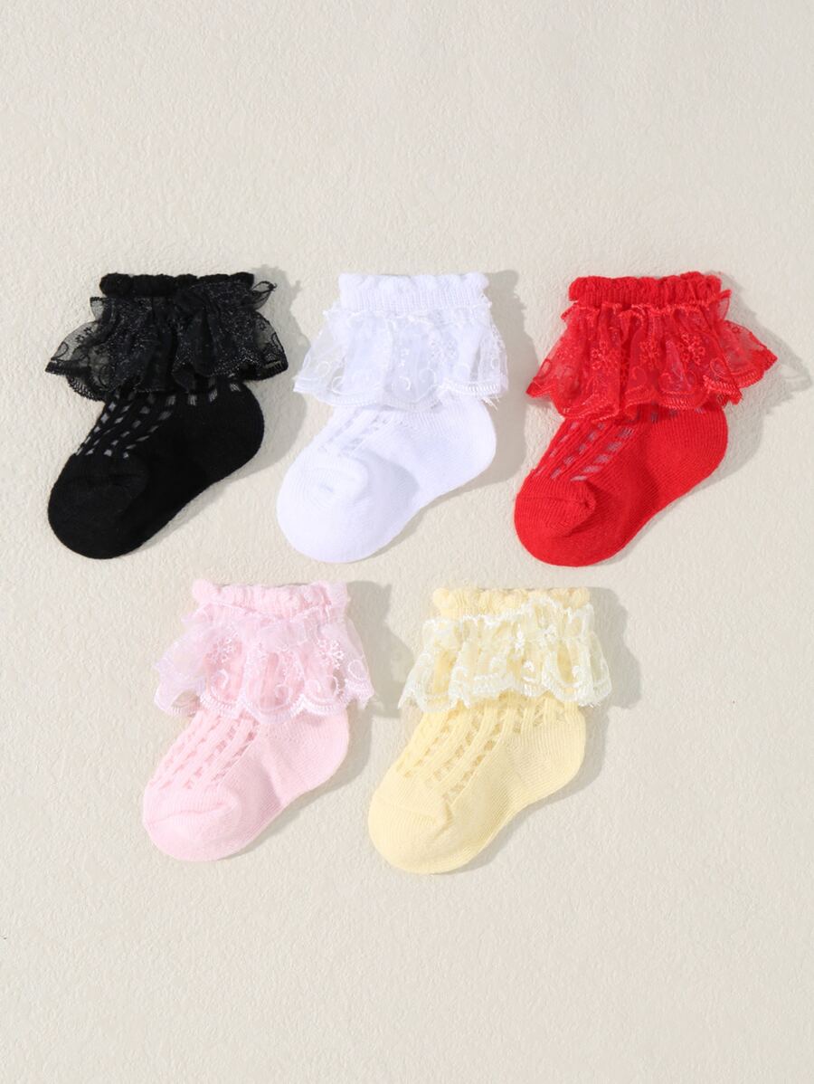 5 perechi de șosete solide pentru bebeluși - Multicolor - Vizualizare 1