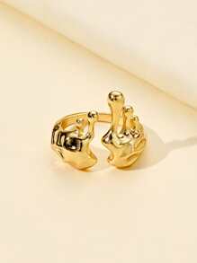 Structured Cuff Ring - Yellow Gold - View 2