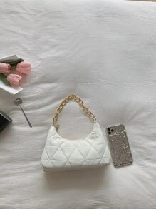 絎縫圖案鏈條法棍包 - 米色 - 查看 5