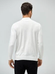 GENTILAND 男士小高領素色套頭毛衣 - 白色 - 查看 2