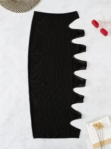 Cut Out Cover Up Skirt - Black - View 4