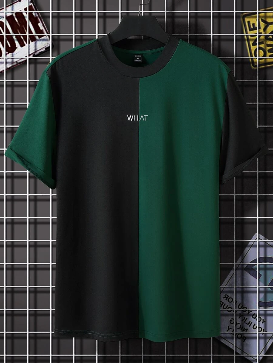 Manfinity Homme Tops Nam Khối Màu Lá thư Giải trí - Nhiều màu - Xem 1