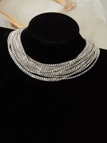 Rhinestone Decor Layered Necklace
