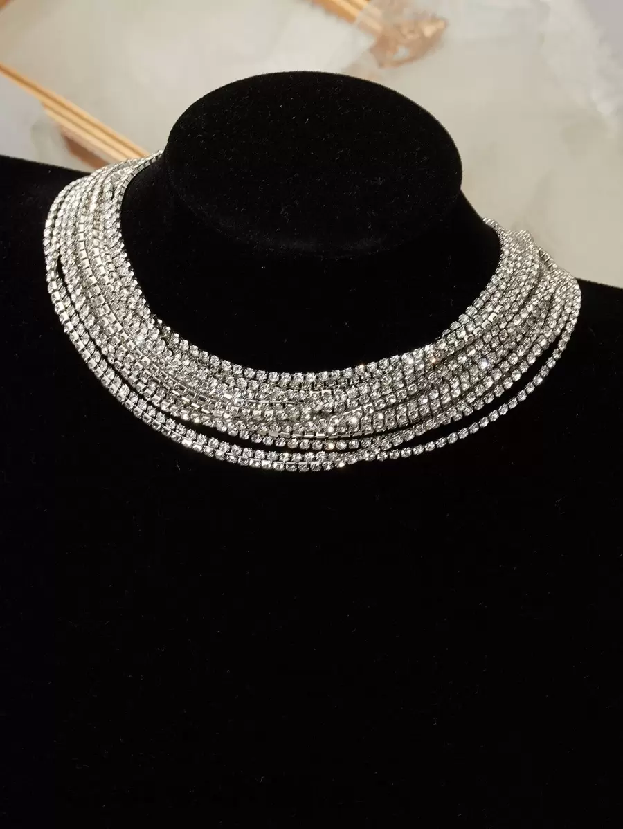 Rhinestone Decor Layered Necklace