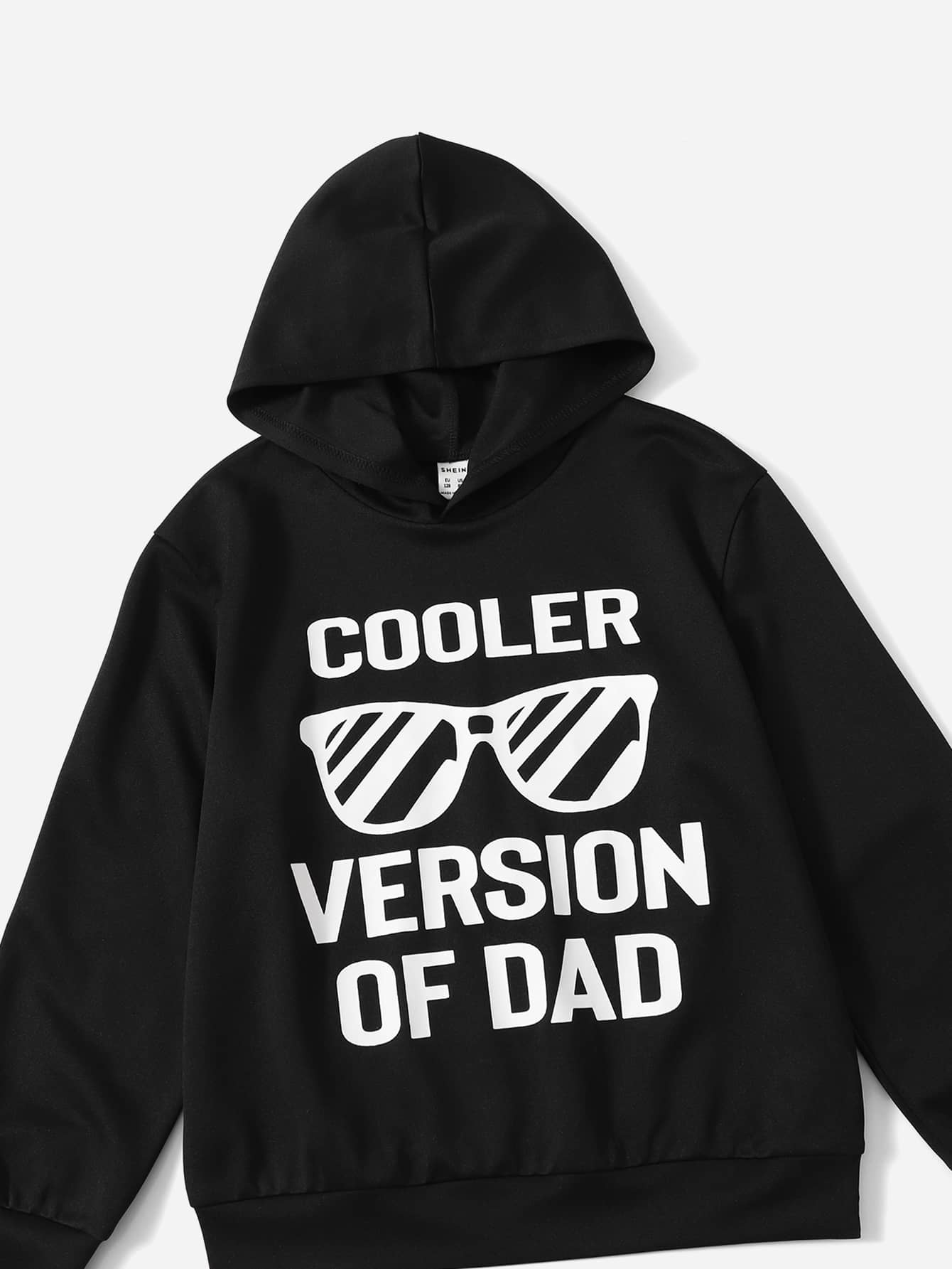 SHEIN Niños Capucha con estampado de letra & Pantalones deportivos con estampado de camuflaje - Negro - Añade 3