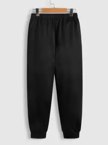 SHEIN Boys Letter & Expression Print Joggers - Black - View 2