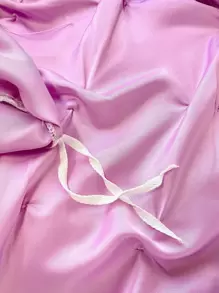 3pcs Pink Duvet Cover Set With Tie Knot Detail - Hot Pink - View 7