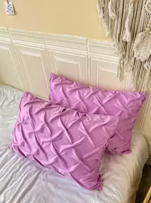 3pcs Pink Duvet Cover Set With Tie Knot Detail - Hot Pink - View 8