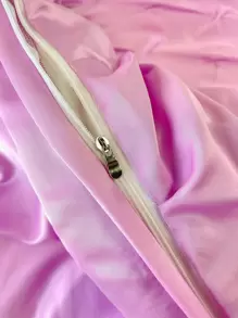 3pcs Pink Duvet Cover Set With Tie Knot Detail - Hot Pink - View 6