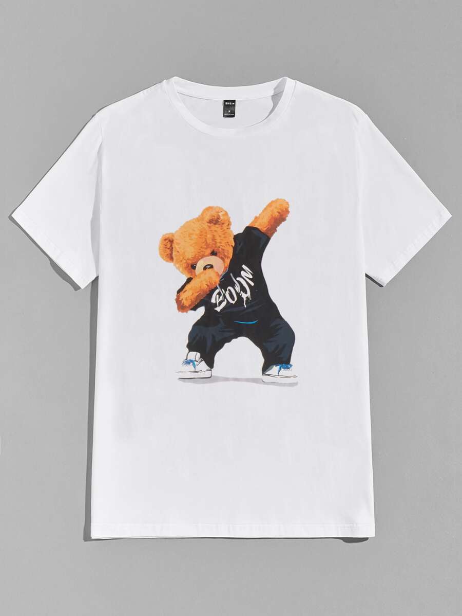 Manfinity VCAY Men Bear Print Round Neck Tee - White - View 1