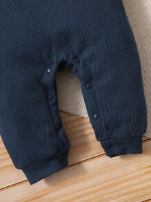 Đứa bé trai Kẻ sọc Đã vá Túi Áo liền quần & Bib - Màu xanh hải quân - Xem 4