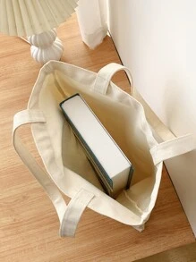 輕便商務休閒青蛙和蘑菇印花帆布包、帆布購物袋、手提包適合青少年女大學生、菜鳥和白領,非常適合辦公室、大學、工作、商務、通勤、戶外、旅行、郊遊、購物蘑菇袋、新奇包、完美的最佳惡作劇和有趣的禮物。 - 米色 - 查看 4