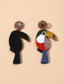Sequin Decor Bird Drop Earrings - Multicolor - View 2