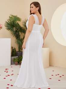 Plus Mermaid Hem Wedding Dress - White - View 2