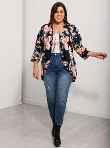 EMERY ROSE Áo khoác cỡ lớn Hoa Giải trí - Nhiều màu - Xem 5